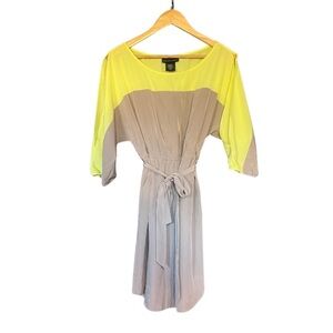 Attention Yellow and Gray Long Sleeve Dress